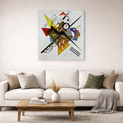 Gallery-wrapped canvas print of Wassily Kandinsky's On White II displayed on a wall in a living room