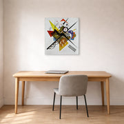 Gallery-wrapped canvas print of Wassily Kandinsky's On White II displayed on a wall in an office