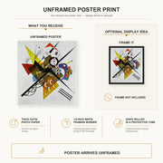 Wassily Kandinsky - On White II poster print size comparison and framing display infographic