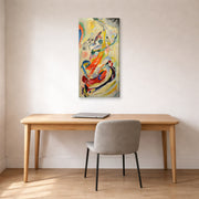 Gallery-wrapped canvas print of Wassily Kandinsky's Panel for Edwin R. Campbell No. 1 displayed on a wall in an office