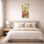 Unframed poster print of Wassily Kandinsky's Panel for Edwin R. Campbell No. 1 displayed on a wall in a bedroom