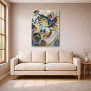 Gallery-wrapped canvas print of Wassily Kandinsky's Panel for Edwin R. Campbell No. 2 displayed on a wall in a living room