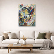Gallery-wrapped canvas print of Wassily Kandinsky's Panel for Edwin R. Campbell No. 2 displayed on a wall in a living room