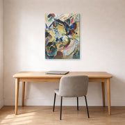 Gallery-wrapped canvas print of Wassily Kandinsky's Panel for Edwin R. Campbell No. 2 displayed on a wall in an office