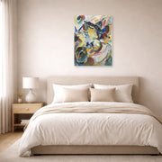 Unframed poster print of Wassily Kandinsky's Panel for Edwin R. Campbell No. 2 displayed on a wall in a bedroom