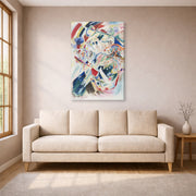 Gallery-wrapped canvas print of Wassily Kandinsky's Panel for Edwin R. Campbell No. 4 displayed on a wall in a living room