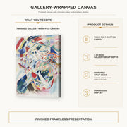 Wassily Kandinsky - Panel for Edwin R. Campbell No. 4 gallery wrap canvas construction and hanging details infographic