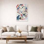 Unframed poster print of Wassily Kandinsky's Panel for Edwin R. Campbell No. 4 displayed on a wall in a living room