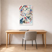 Unframed poster print of Wassily Kandinsky's Panel for Edwin R. Campbell No. 4 displayed on a wall in an office