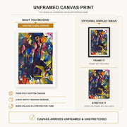 Wassily Kandinsky - Picture with an Archer canvas print size comparison and framing display infographic