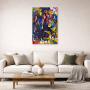 Gallery-wrapped canvas print of Wassily Kandinsky's Picture with an Archer displayed on a wall in a living room