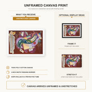 Wassily Kandinsky - Rigid and Curved canvas print size comparison and framing display infographic