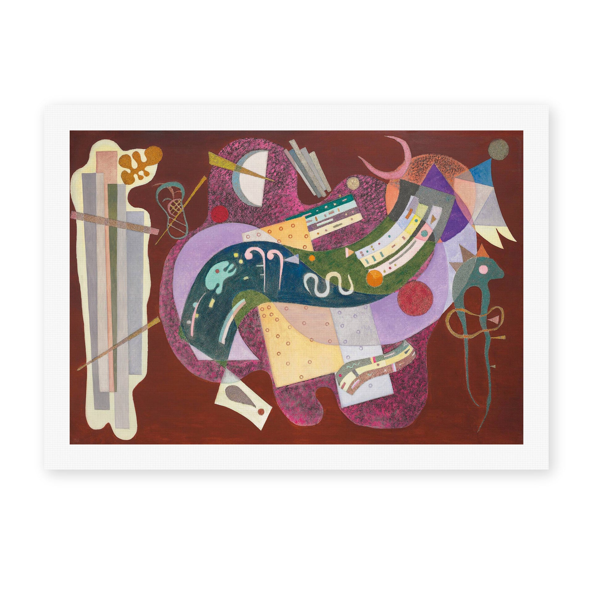Wassily Kandinsky's 'Rigid and Curved' painting reproduced as a rolled canvas print