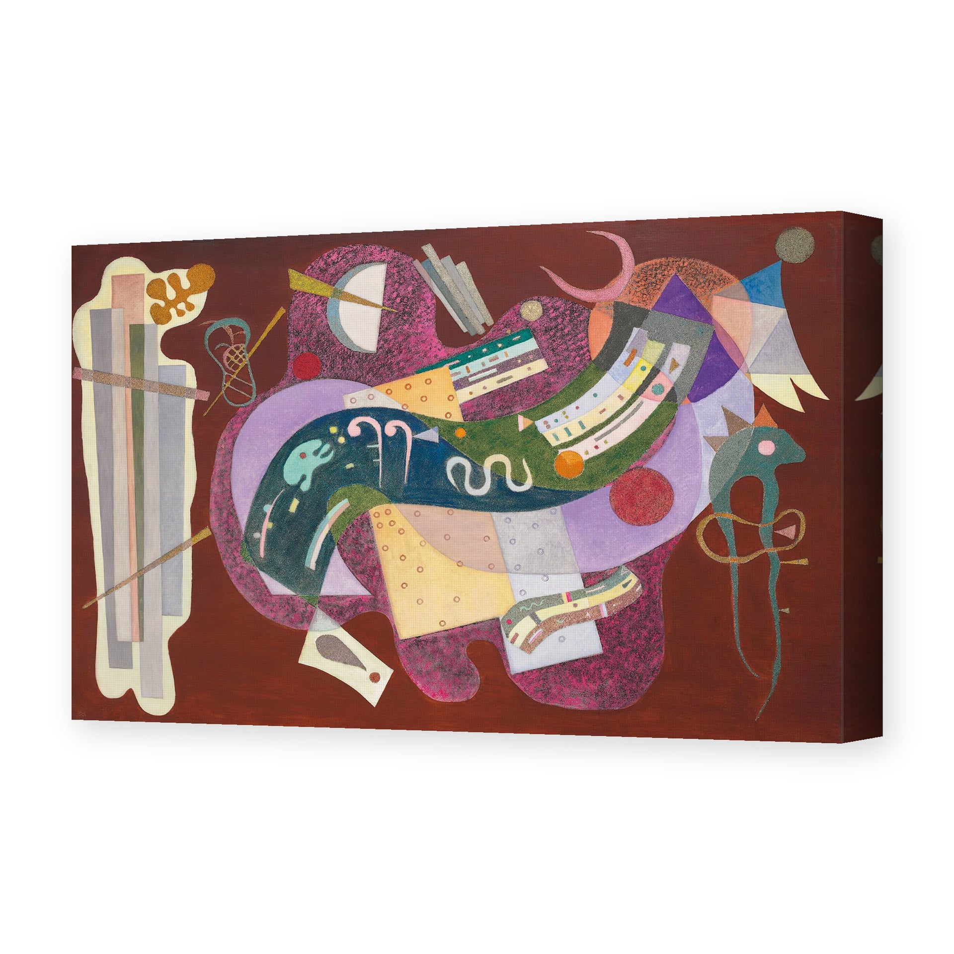 Wassily Kandinsky's 'Rigid and Curved' painting reproduced as a gallery-wrapped canvas print