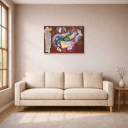 Gallery-wrapped canvas print of Wassily Kandinsky's Rigid and Curved displayed on a wall in a living room