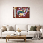 Gallery-wrapped canvas print of Wassily Kandinsky's Rigid and Curved displayed on a wall in a living room