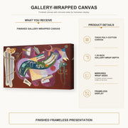 Wassily Kandinsky - Rigid and Curved gallery wrap canvas construction and hanging details infographic