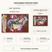 Wassily Kandinsky - Rigid and Curved poster print size comparison and framing display infographic