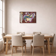 Gallery-wrapped canvas print of Wassily Kandinsky's Rigide Et Courbe displayed on a wall in a dining room