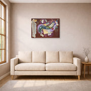 Gallery-wrapped canvas print of Wassily Kandinsky's Rigide Et Courbe displayed on a wall in a living room