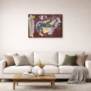Gallery-wrapped canvas print of Wassily Kandinsky's Rigide Et Courbe displayed on a wall in a living room