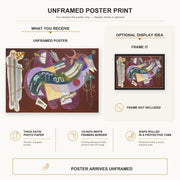Wassily Kandinsky - Rigide Et Courbe poster print size comparison and framing display infographic
