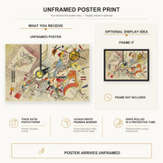 Wassily Kandinsky - Sans Titre poster print size comparison and framing display infographic