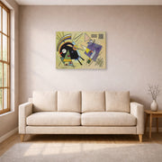 Gallery-wrapped canvas print of Wassily Kandinsky's Schwarz Ind Violett displayed on a wall in a living room