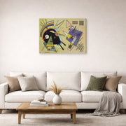 Gallery-wrapped canvas print of Wassily Kandinsky's Schwarz Ind Violett displayed on a wall in a living room