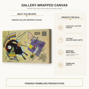 Wassily Kandinsky - Schwarz Ind Violett gallery wrap canvas construction and hanging details infographic