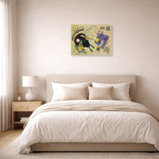 Unframed poster print of Wassily Kandinsky's Schwarz Ind Violett displayed on a wall in a bedroom
