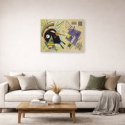 Unframed poster print of Wassily Kandinsky's Schwarz Ind Violett displayed on a wall in a living room