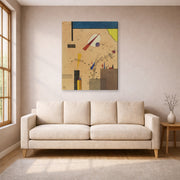 Gallery-wrapped canvas print of Wassily Kandinsky's Spritze (Spray) displayed on a wall in a living room