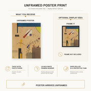 Wassily Kandinsky - Spritze (Spray) poster print size comparison and framing display infographic