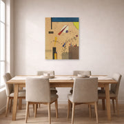 Unframed poster print of Wassily Kandinsky's Spritze (Spray) displayed on a wall in a dining room