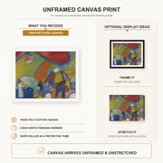 Wassily Kandinsky - Strandenze canvas print size comparison and framing display infographic