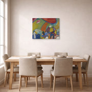 Gallery-wrapped canvas print of Wassily Kandinsky's Strandenze displayed on a wall in a dining room