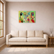 Gallery-wrapped canvas print of Wassily Kandinsky's The Muses displayed on a wall in a living room