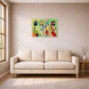 Unframed poster print of Wassily Kandinsky's The Muses displayed on a wall in a living room