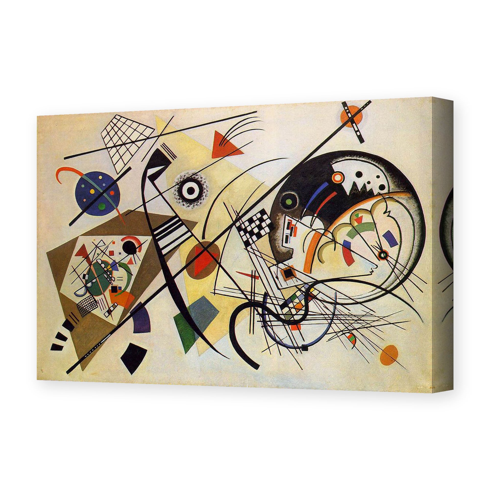 Wassily Kandinsky's 'Throughgoing line' painting reproduced as a gallery-wrapped canvas print