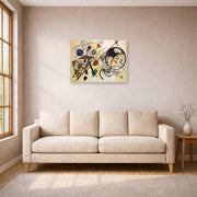 Unframed poster print of Wassily Kandinsky's Throughgoing line displayed on a wall in a living room