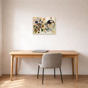 Unframed poster print of Wassily Kandinsky's Throughgoing line displayed on a wall in an office