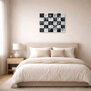 Gallery-wrapped canvas print of Wassily Kandinsky's Trente displayed on a wall in a bedroom