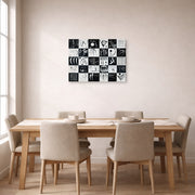 Gallery-wrapped canvas print of Wassily Kandinsky's Trente displayed on a wall in a dining room
