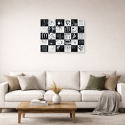 Unframed poster print of Wassily Kandinsky's Trente displayed on a wall in a living room
