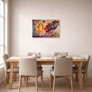 Gallery-wrapped canvas print of Wassily Kandinsky's Yellow Red Blue displayed on a wall in a dining room