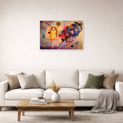 Unframed poster print of Wassily Kandinsky's Yellow Red Blue displayed on a wall in a living room