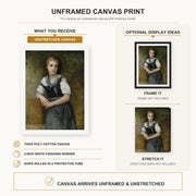 William-Adolphe Bouguereau - A Study for the Secret canvas print size comparison and framing display infographic