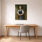 Gallery-wrapped canvas print of William-Adolphe Bouguereau's A Study for the Secret displayed on a wall in a office
