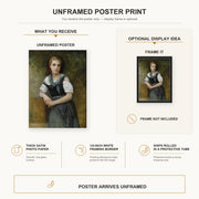 William-Adolphe Bouguereau - A Study for the Secret poster print size comparison and framing display infographic